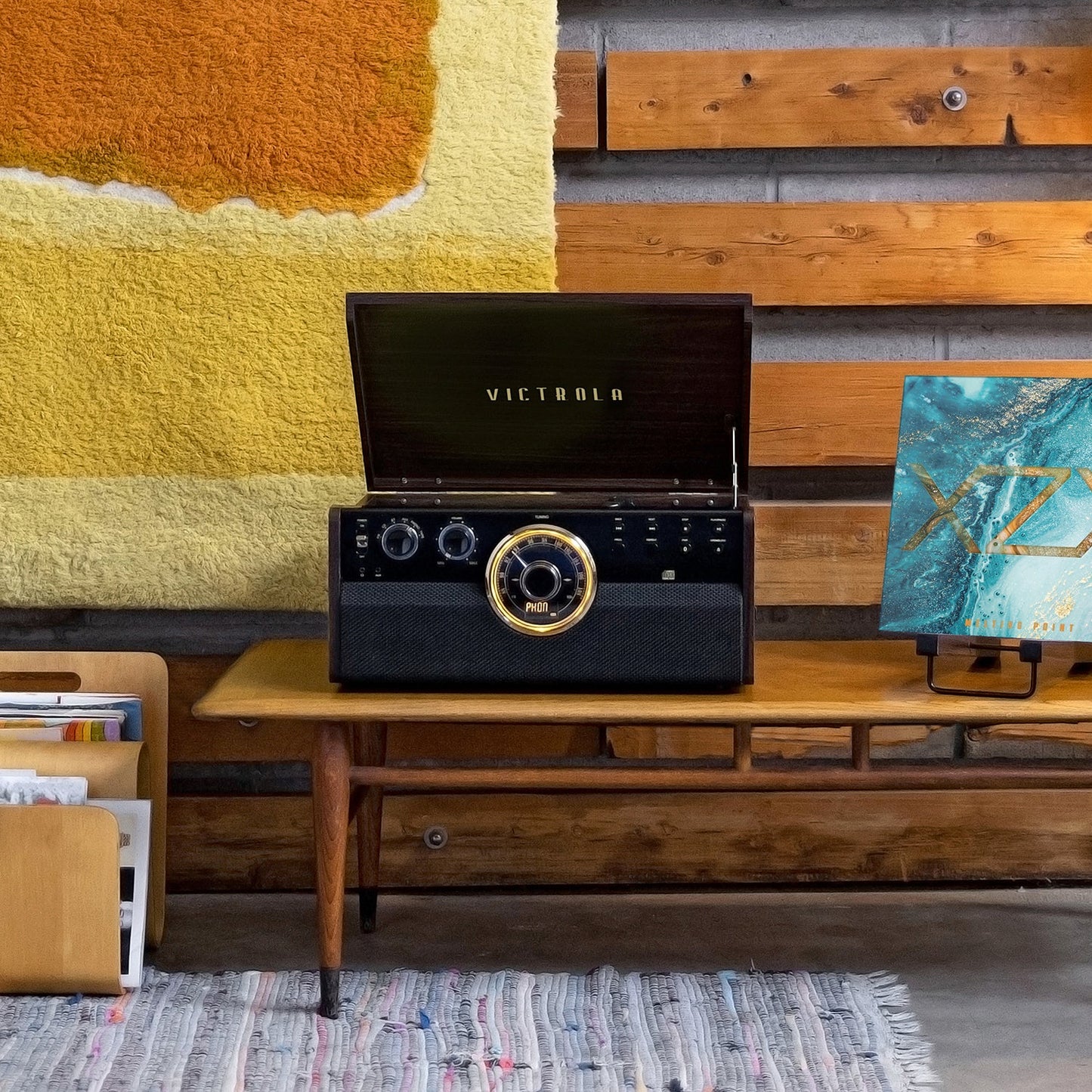 The Empire 6-in-1 Wood Record Player