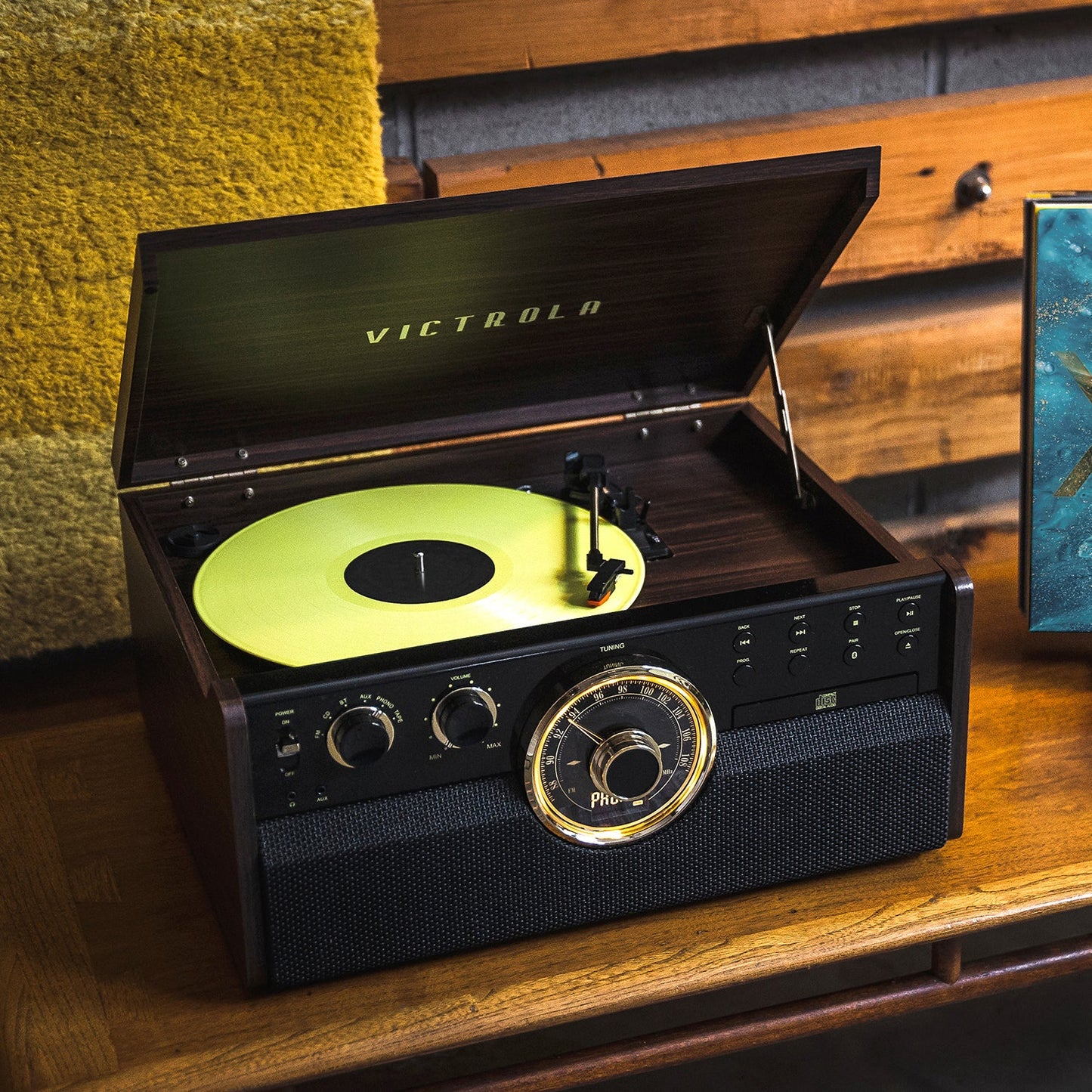 The Empire 6-in-1 Wood Record Player