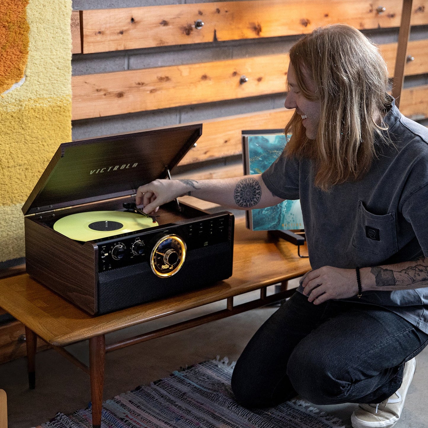 The Empire 6-in-1 Wood Record Player